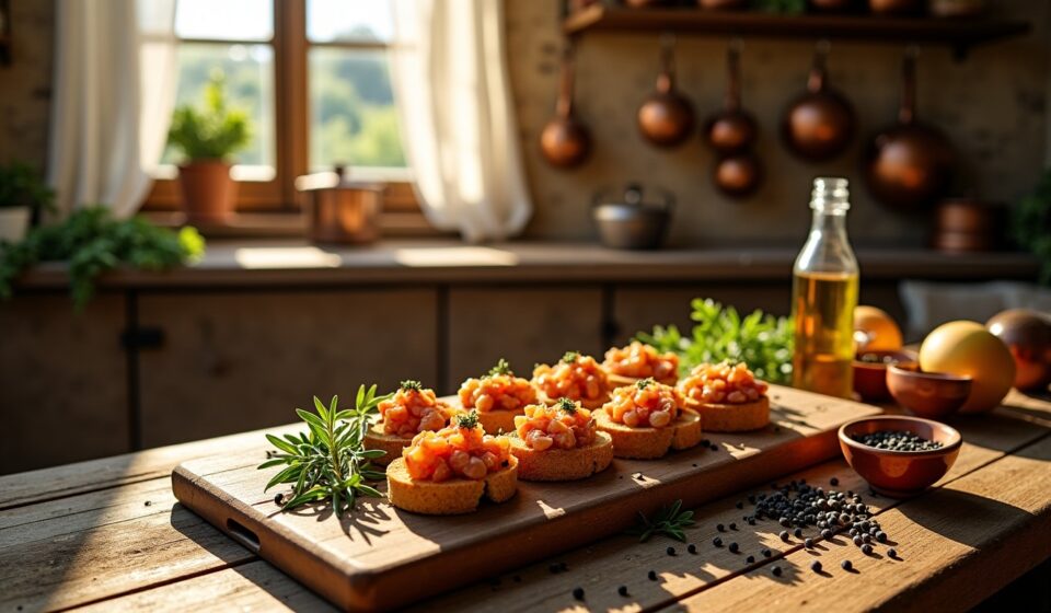 Crostini toscans rustiques au foie de volaille et poivre parfumé